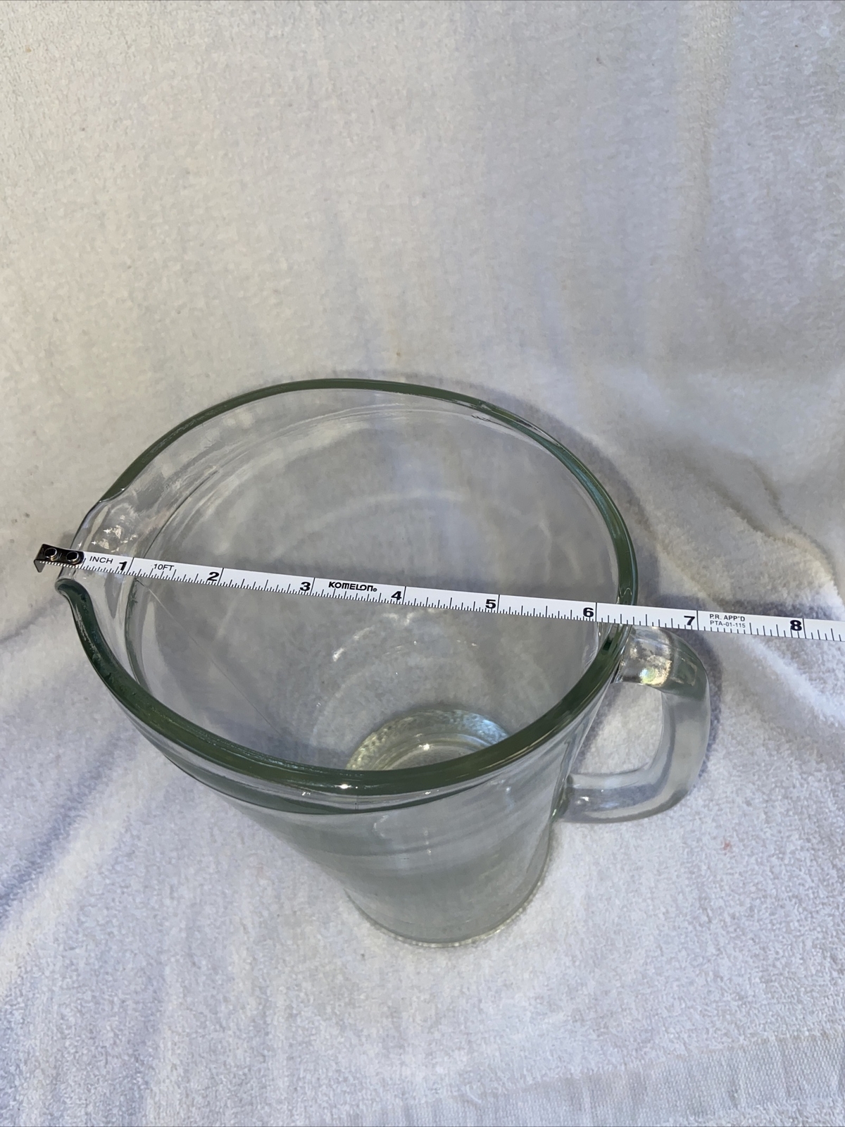 Vintage large thick  heavy Depression Glass Pitcher 64oz Half Gallon