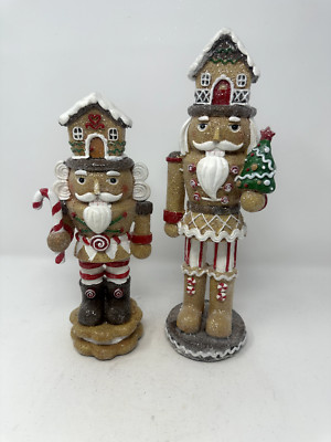 Glittered Gingerbread Nutcrackers, Gingerbread House, Christmas, NEW 12'', 10''