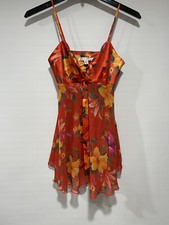 VICTORIA  S SECRET ORANGE FLORAL BABYDOLL NIGHTGOWN SIZE S EXCELLENT