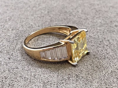 HSN XAVIER(PAJ) ABSOLUTE CANARY STERLING SILVER 925 GOLDTONE SZ 10