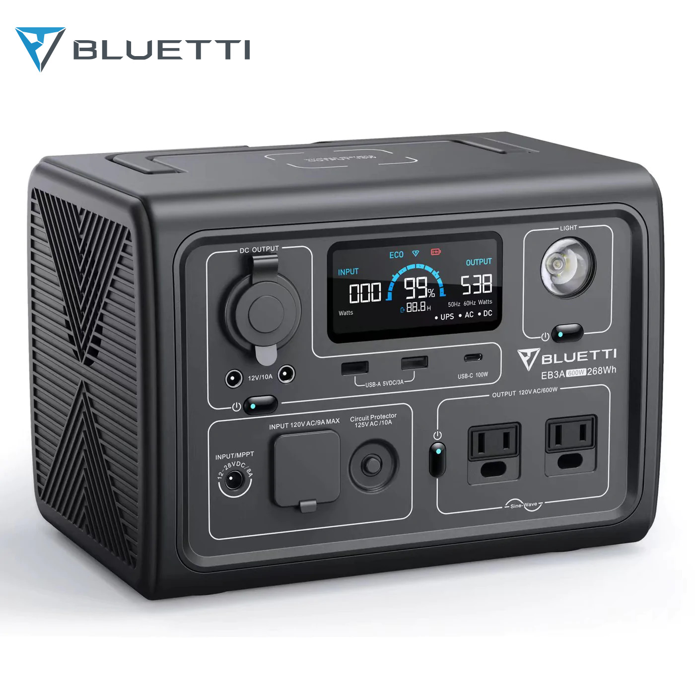 BLUETTI EB3A 600W Portable Power Station 268Wh LiFePO4 Battery Solar Generator