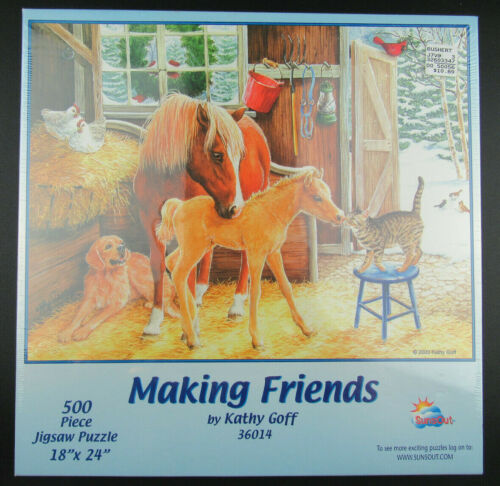 2003 SUNOUT Inc Making Friends 500pc Jigsaw Puzzle by Kathy Goff 36014 18"x24" - Picture 1 of 5