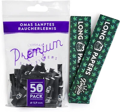 Granny's weed Aktivkohlefilter 50x 6mm active Filter + 2x Organic Long Papes