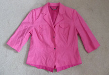 Elie Tahari Short Pink Cotton Blend Grosgrain Trim Jacket Blazer L (uk 12)