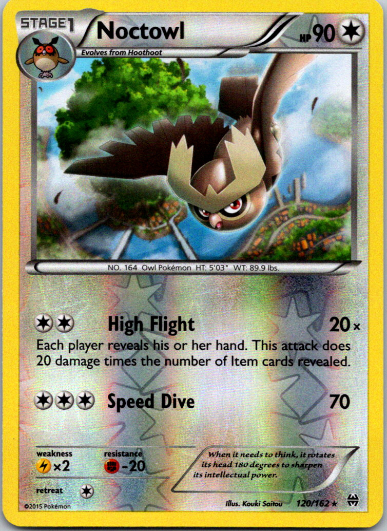Noctowl 120/162 Reverse Holo Rare Pokemon TCG XY Breakthrough Near Mint