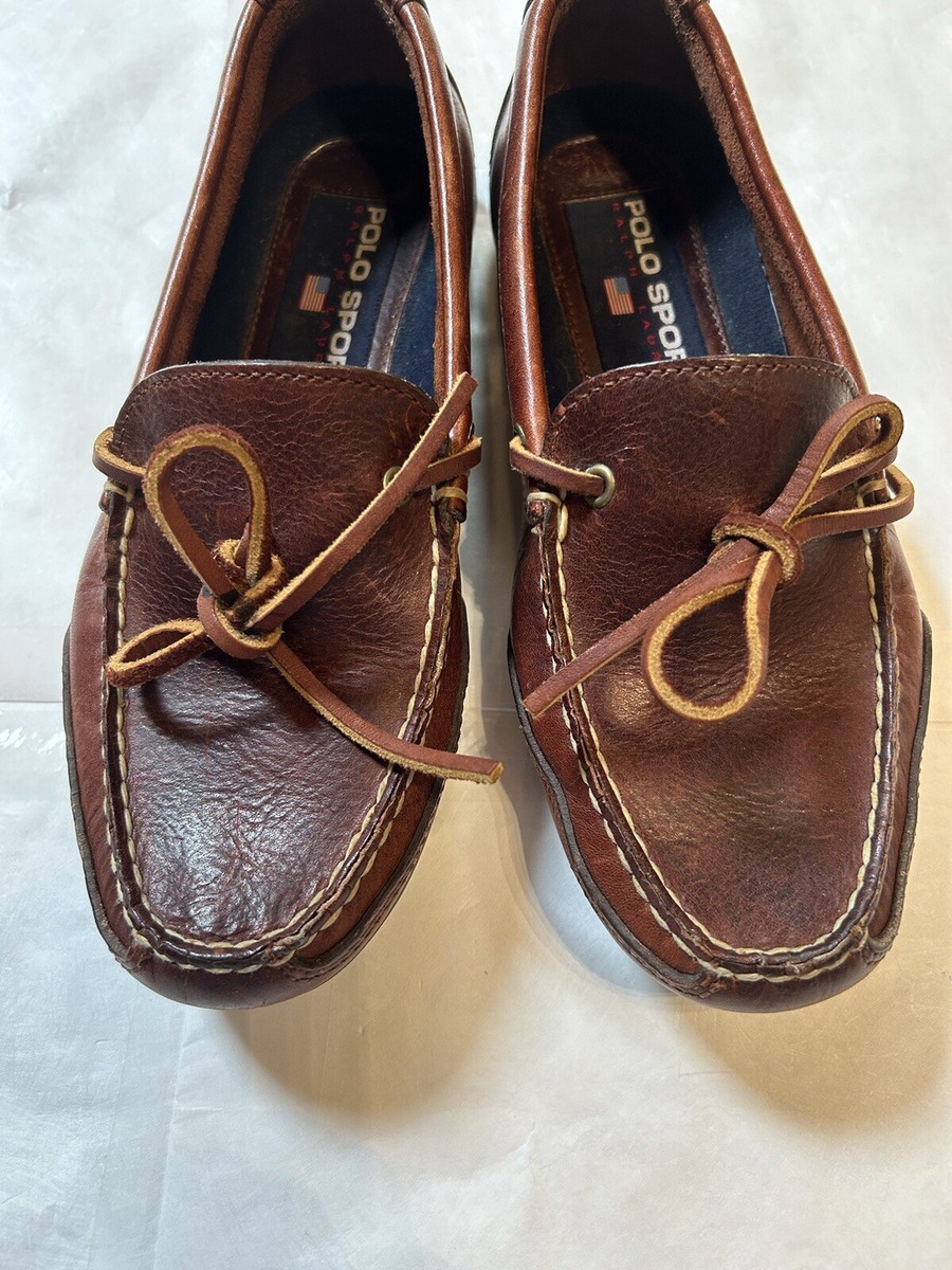 Men's Polo Sport Ralph Lauren Brown Boat Shoes Size 7D UK - Main Image