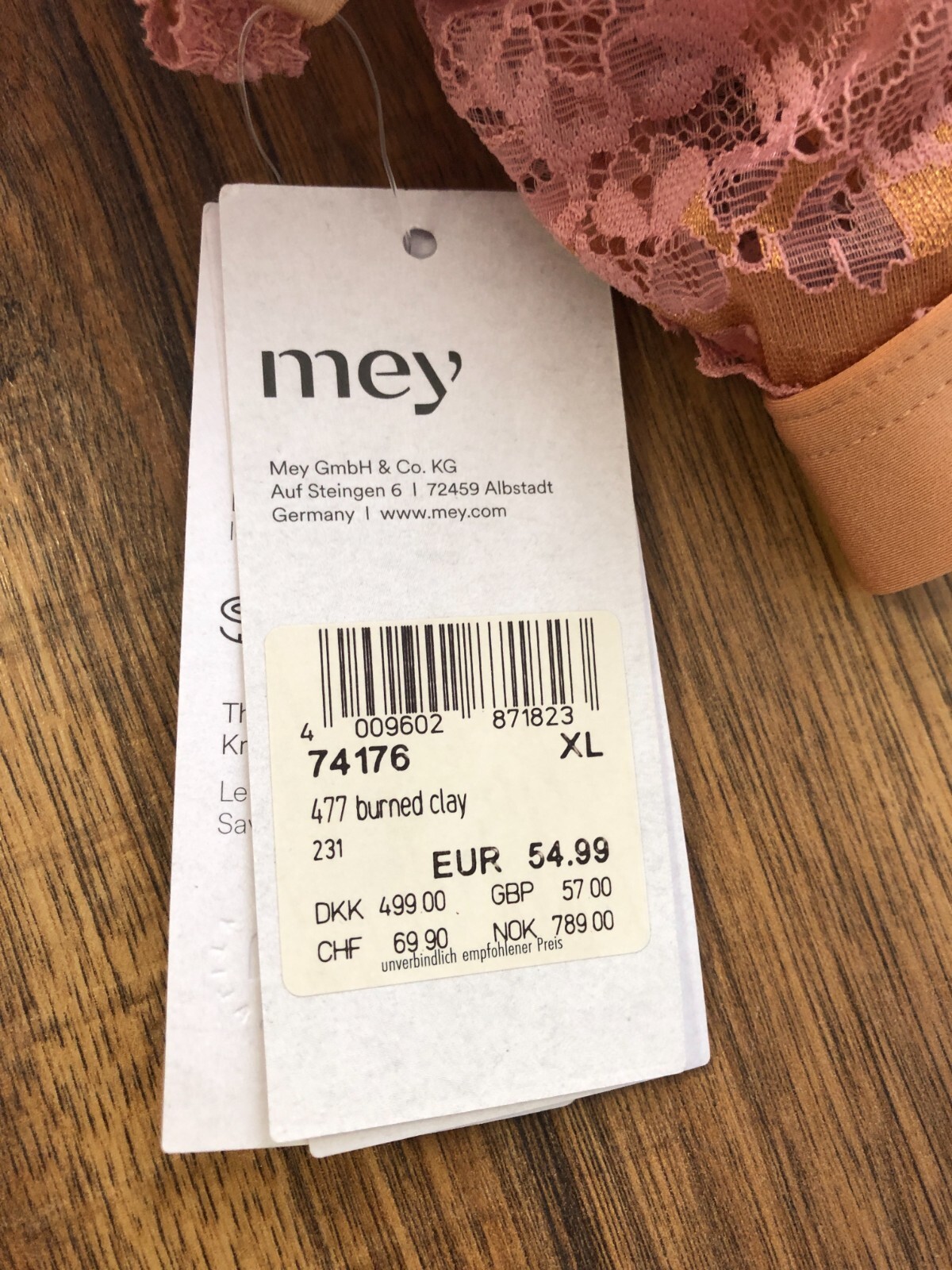 Bra & Brief Set XL Burned Clay Balconette 97% Polyamide Non wired Padded  BNWT image 8