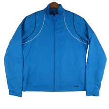 Reebok Windbreaker Track Jacket Womens L Blue Full Zip Mesh Lined Lightweight