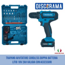 Trapano Avvitatore Cordless Doppia Batteria Litio 18V 2ah Valigia con Accessori - Miniatura 1
