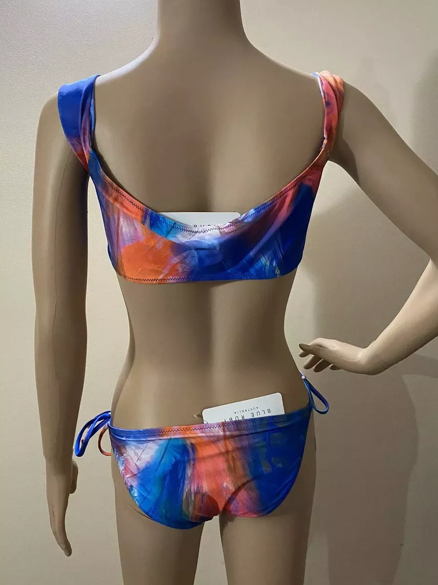 Bras'n'Things Blue Ruby Ladies Swimwear Palms Dye Bandeau Bikini Set Size  10