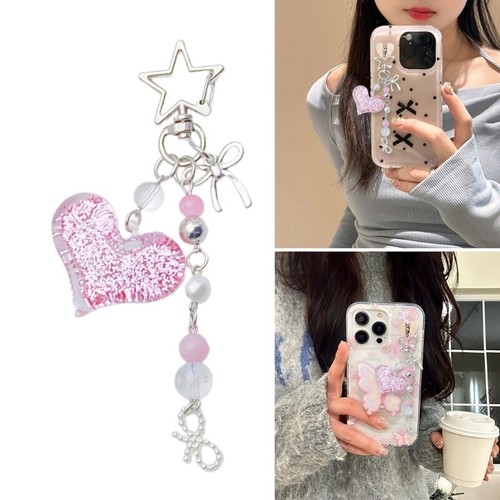 Portable Youthful Heart Keychain Charm Pendant with Glittering Resin Details - Zdjęcie 2 z 10