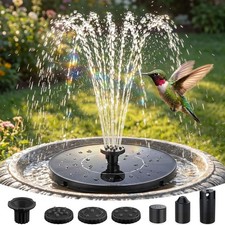 Solar Bird Bath Fountain Water Pump Garden Swimming Pool Fish 6Nozzle 4 Fixed