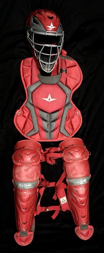 All-Star System 7 Baseball Catchers Gear 9-12 Scarlet Graphite