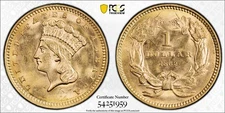 1862-P Liberty Head Gold Dollar G$1 PCGS MS 64 Type 3 Indian Princess Large Head