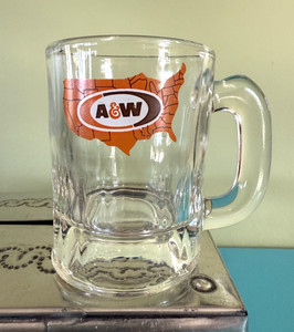 Vintage 1970s Kid's A & W 3" Souvenir Mug  Glass  Children's Child's  Kid's
