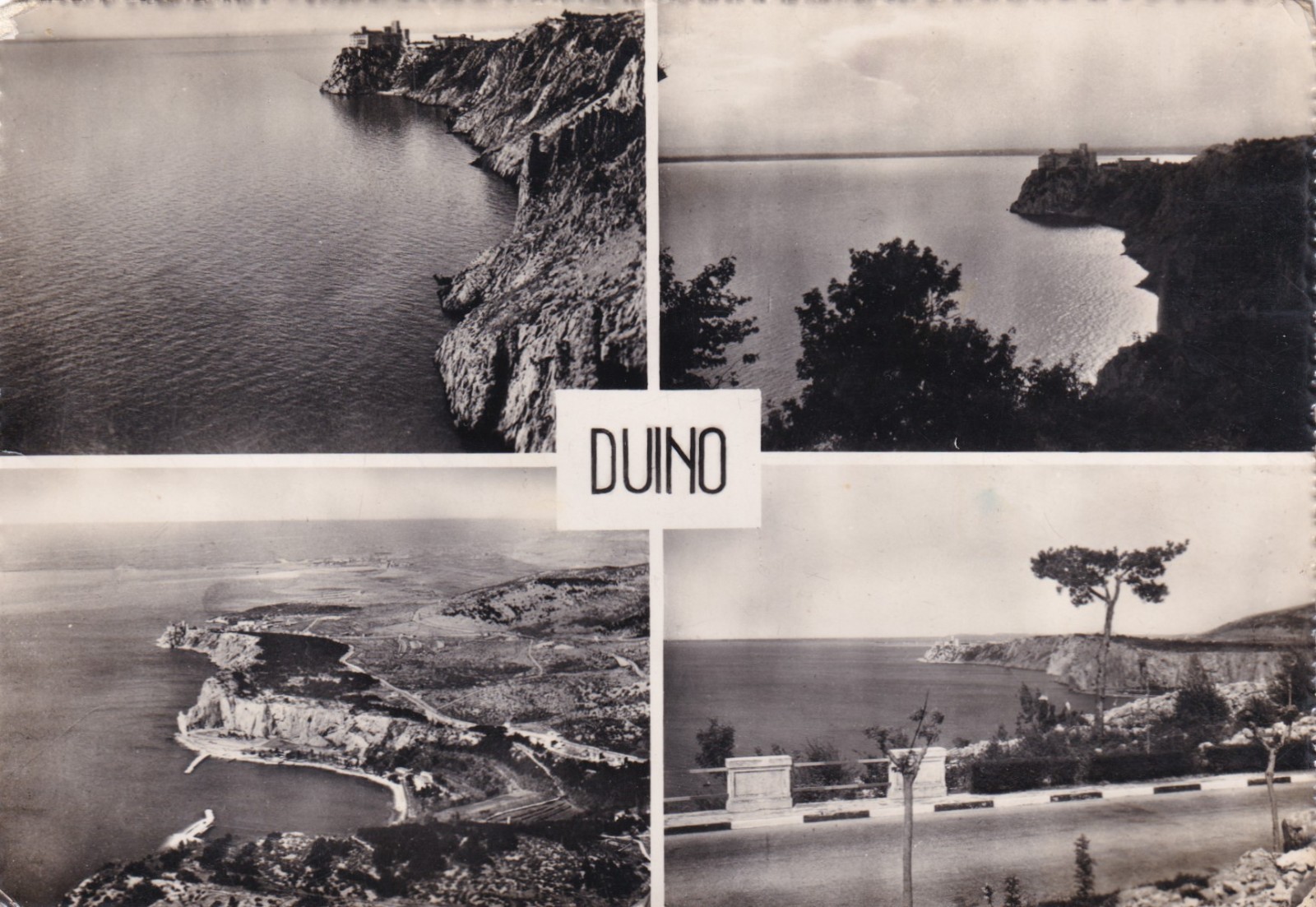 CARTOLINA DI TRIESTE ,DUINO - VEDUTINE viaggiata 1954