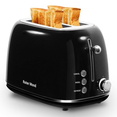 Roter Mond 2 Slice Toaster Retro Stainless Steel with Bagel, Cancel, and Defr...