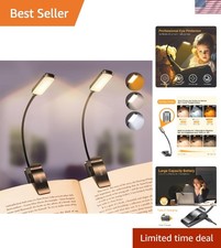 2 Pack 9 LED Rechargeable Book Light for Reading in Bed Eye Caring 3 Color ...