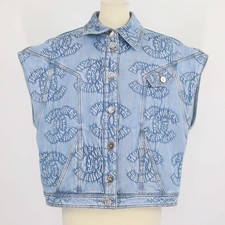 Chanel Blue Denim CC Embossed Sleeveless Vest
