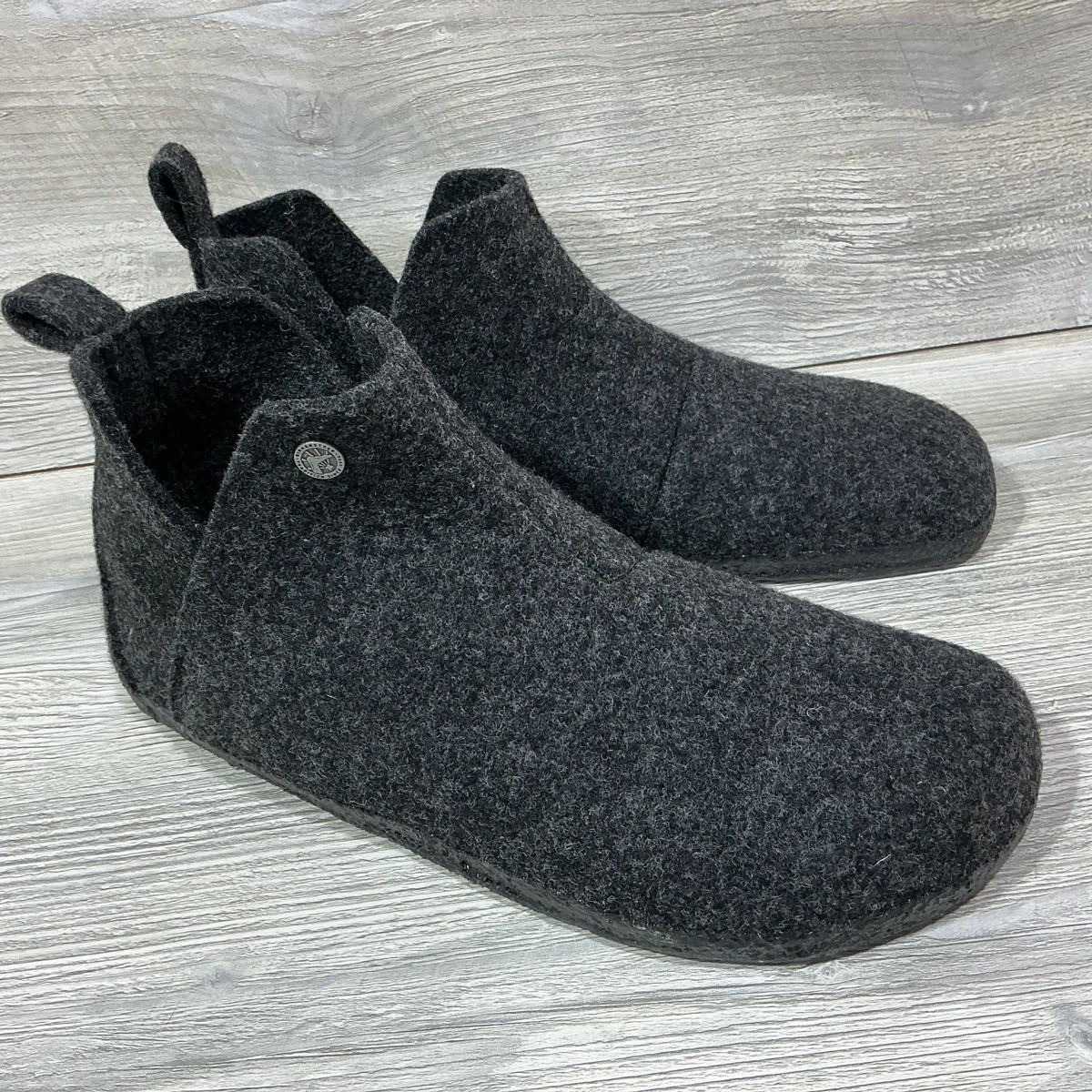 Birkenstock Men\'s Dark Gray Felt Slip-On Clogs Birkenstock Boston Wool Felt Clogs Mules Slippers Brown Grey  main image 2