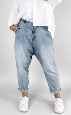 Sexy Woman coole Baggy Jeans tiefer Schritt Haremshose helle Waschung 
