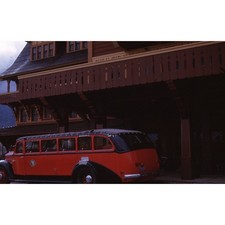 Glacier National Park 1962 Tour Bus Montana Vintage Kodachrome Color Slide
