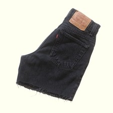 LEVI'S STRAUSS VTG 90s USA MADE CUT OFF 5" BLACK DENIM COTTON SHORTS 1996 SZ 7