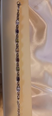 EverTrue Multi Gemstone Link Braclet. 6.50-8in. 4.80ctw. Beautiful Gems