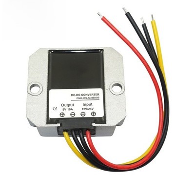 Waterproof 50W 12V 24V to 5V DC-DC Step Down Regulator Aluminum Housing