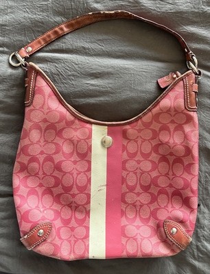 Vintage Coach Y2K Signature C Hot Pink Demi Canvas Leather