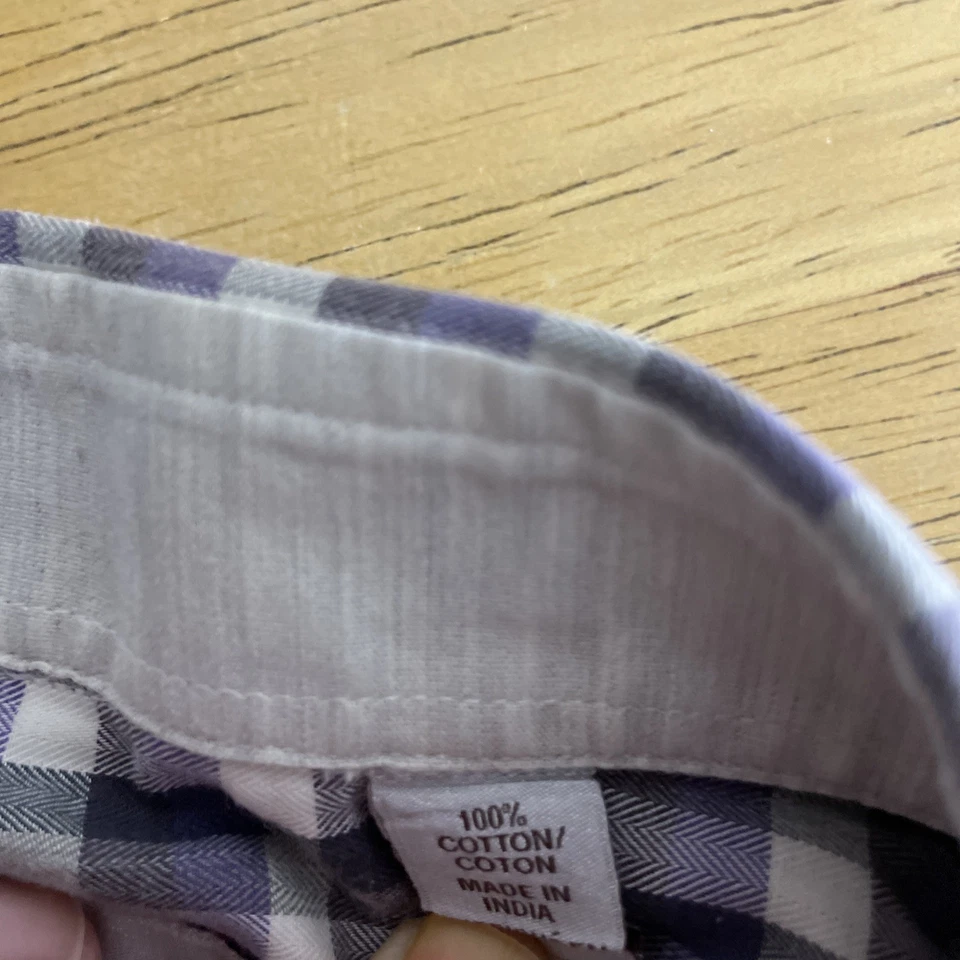 Hickey Freeman 衬衫男式 XL 紫色和黑色长袖纽扣 100% 棉 — 第 4/4 张图片