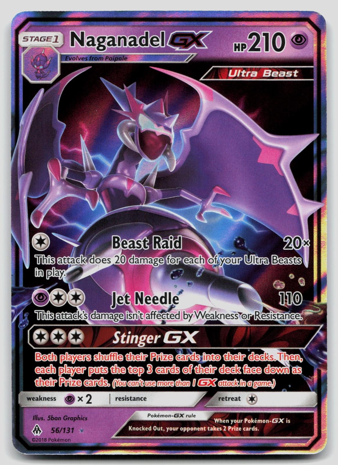 Naganadel GX 56/131 Forbidden Light Pokemon NM