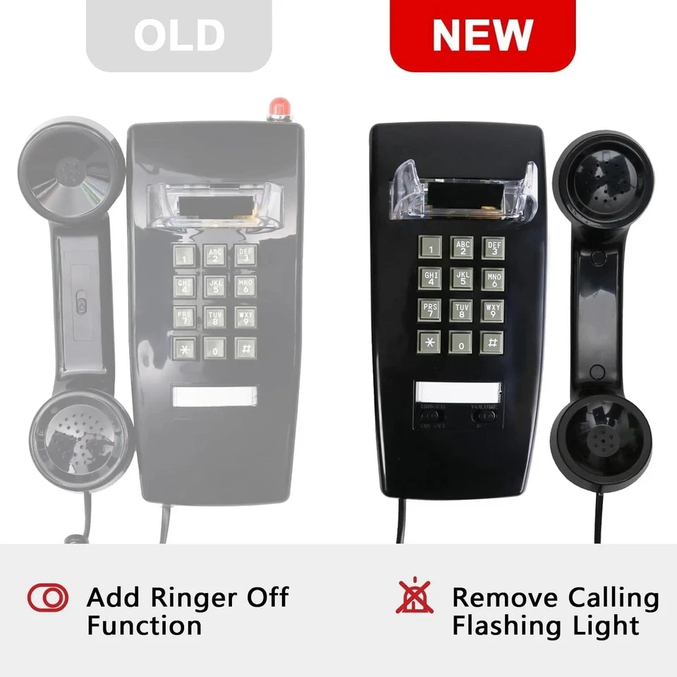 Retro Wall Phones for Landline with Loud Mechanical Ringer Vintage Wall Mount... - Image 2 of 4
