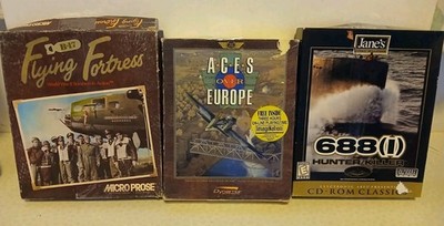 (3) 1990s Pc Games,flying Fortress- Aces Over Europe-688 Hunter