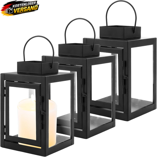 Yayods 3 StüCk Laternen FüR DraußEn 15Cm - Garten Laterne Schwarz - Windlicht Ou-image