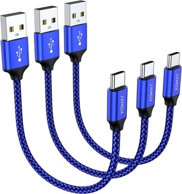 JXMOX Short USB C Cable (0.5ft 3-Pack), USB A to Type-C Charger Cord 3.1A Fast