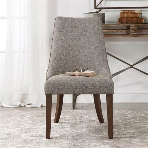 Uttermost Daxton Contemporary Wood and Fabric Armless Chair in Dark Walnut - Picture 3 of 8