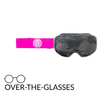 DELAYON Skibrille Explorer Goggle brillentauglich schwarzes Visier pinkes Band