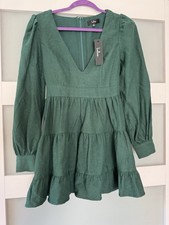 Lulus Long Sleeve Autumn Mood Green Corduroy Dress Size XS