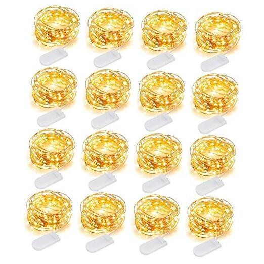 16 Pack Battery Operated LED Fairy Lights, 10 Ft Warm White String Lights with 30 LEDs