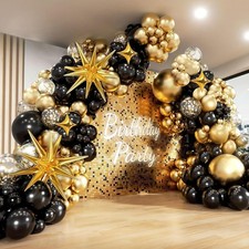 Black Gold Balloon Arch Kit 117 PCS 2026 Graduation Birthday Prom New Year Decor