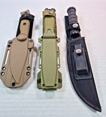 Fixed blade lot of 3 unbranded knifes pre-owned never sharpened with sheaths