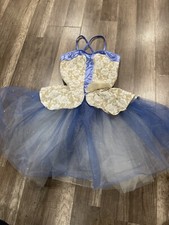 Weissman Dance Costume Blue Gold Ice Skating Salsa Dance Large Child