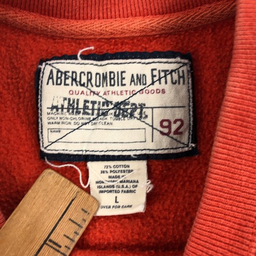Y2K Abercrombie & Fitch Spell Out Crewneck Mens Sweatshirt Large Orange Vintage - Picture 3 of 9