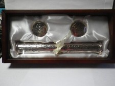 Stephan's Baby Gift Birth Certificate Holder Wood Box First Tooth Curl Silver