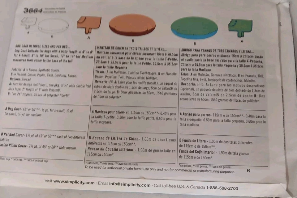 Dog Sewing Patterns Seasonal Costumes Coat Pet Bed Various Sizes See Photos - Image 3 of 4