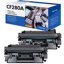 2PK CF280A Black Toner Cartridge 80A for HP LaserJet Pro 400 M401a M401d M401dn