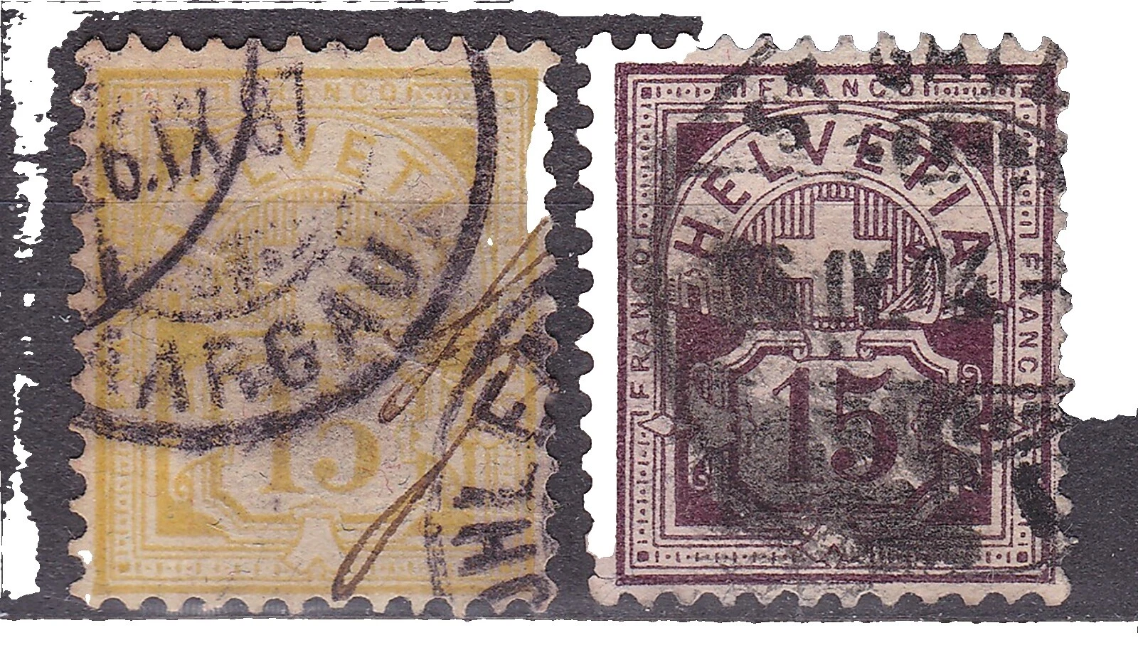 Numeral Cancellation Used Swiss Stamps