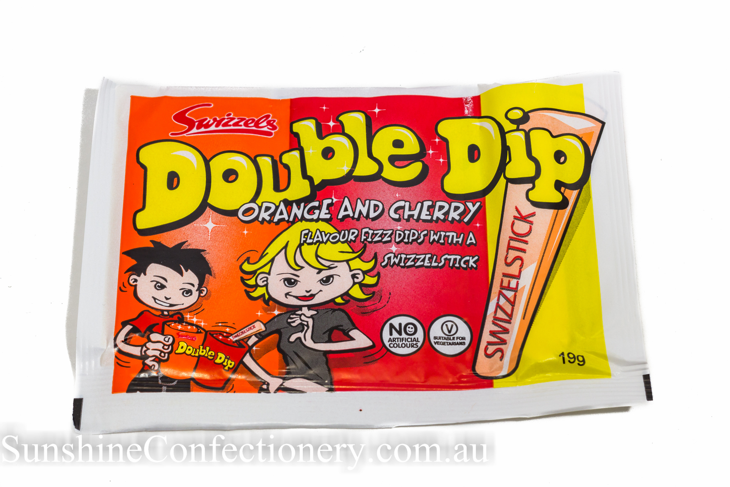 Double Dip Orange & Cherry Sherbet + Candy Stick 36 dipsx19g (Box) by
