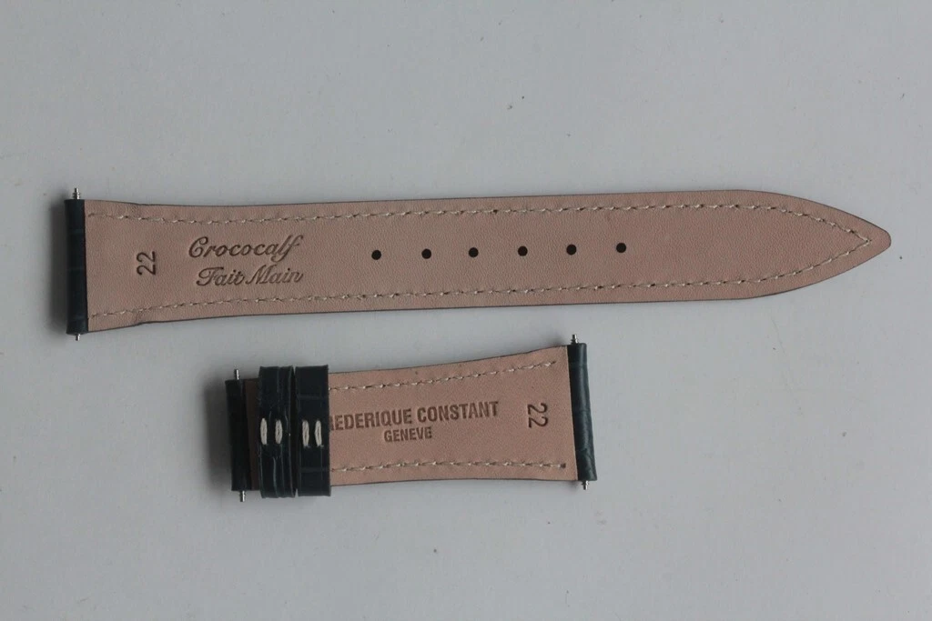 Bracelet montre FREDERIQUE CONSTANT crococalf Bleu 22 mm 60558